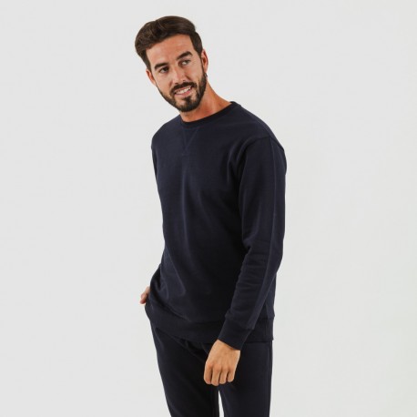 Set sportivo lungo uomo in cotone blu navy