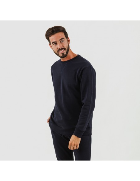 Set sportivo lungo uomo in cotone blu navy