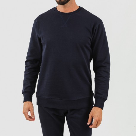 Set sportivo lungo uomo in cotone blu navy