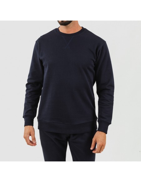 Set sportivo lungo uomo in cotone blu navy
