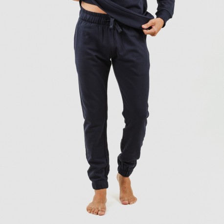 Set sportivo lungo uomo in cotone blu navy