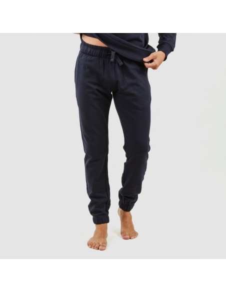Set sportivo lungo uomo in cotone blu navy