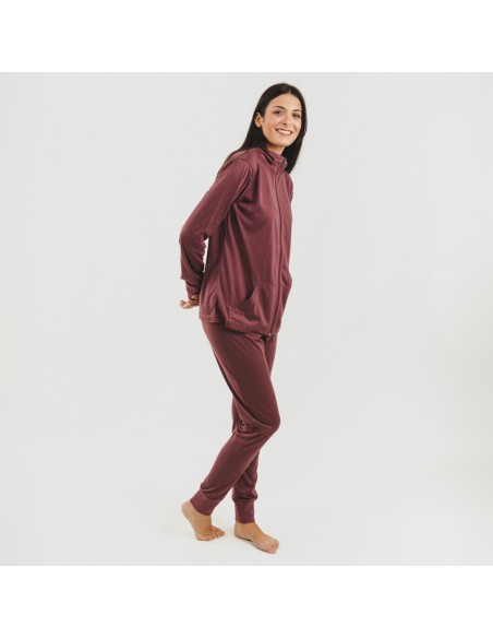 Set sportivo donna felpa con zip melanzana Set sportivo donna felpa con zip melanzana