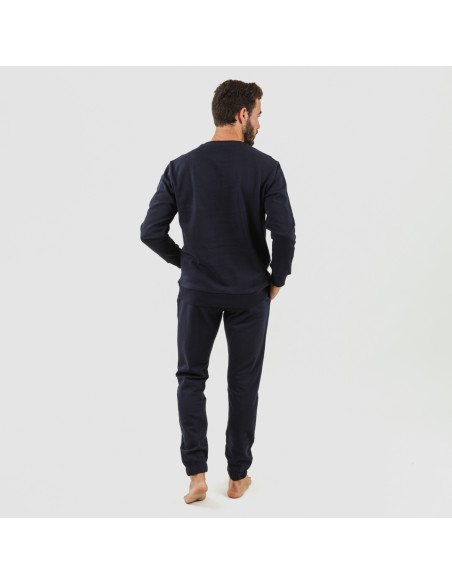 Set sportivo lungo uomo in cotone blu navy