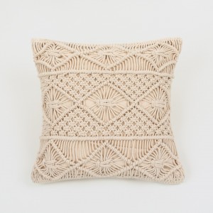 Cuscino cotone Macramè Presire bianco antico 45x45 - federa + imbottitura