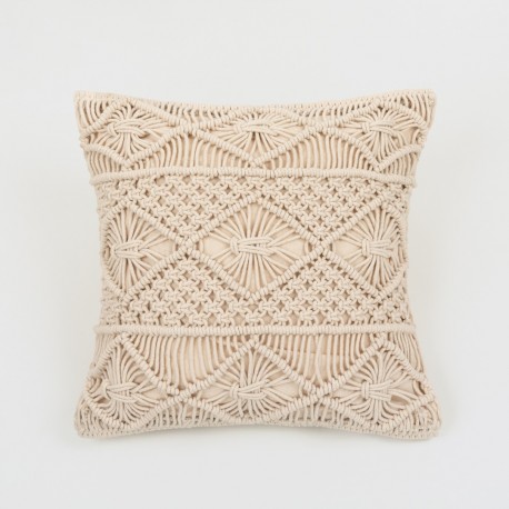 Cuscino cotone Macramè Presire naturale 45x45 - Fodera + Imbottitura cuscini-quadrati-stampati