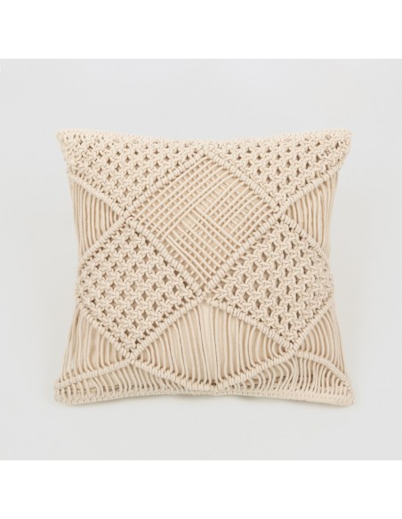 Cuscino cotone Macramè Minoto bianco antico 45x45 - federa + imbottitura
