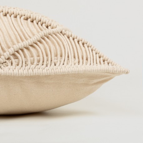 Cuscino cotone Macramè Minoto bianco antico 45x45 - federa + imbottitura