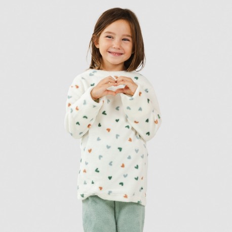 Pigiama pile coral bambina Julie verde tiffany pigiami-per-bambini