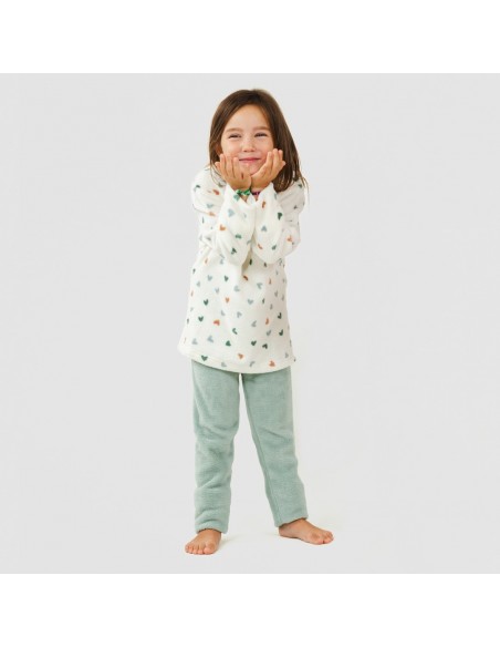 Pigiama pile corallo bambina Julie verde tiffany pigiami-per-bambini