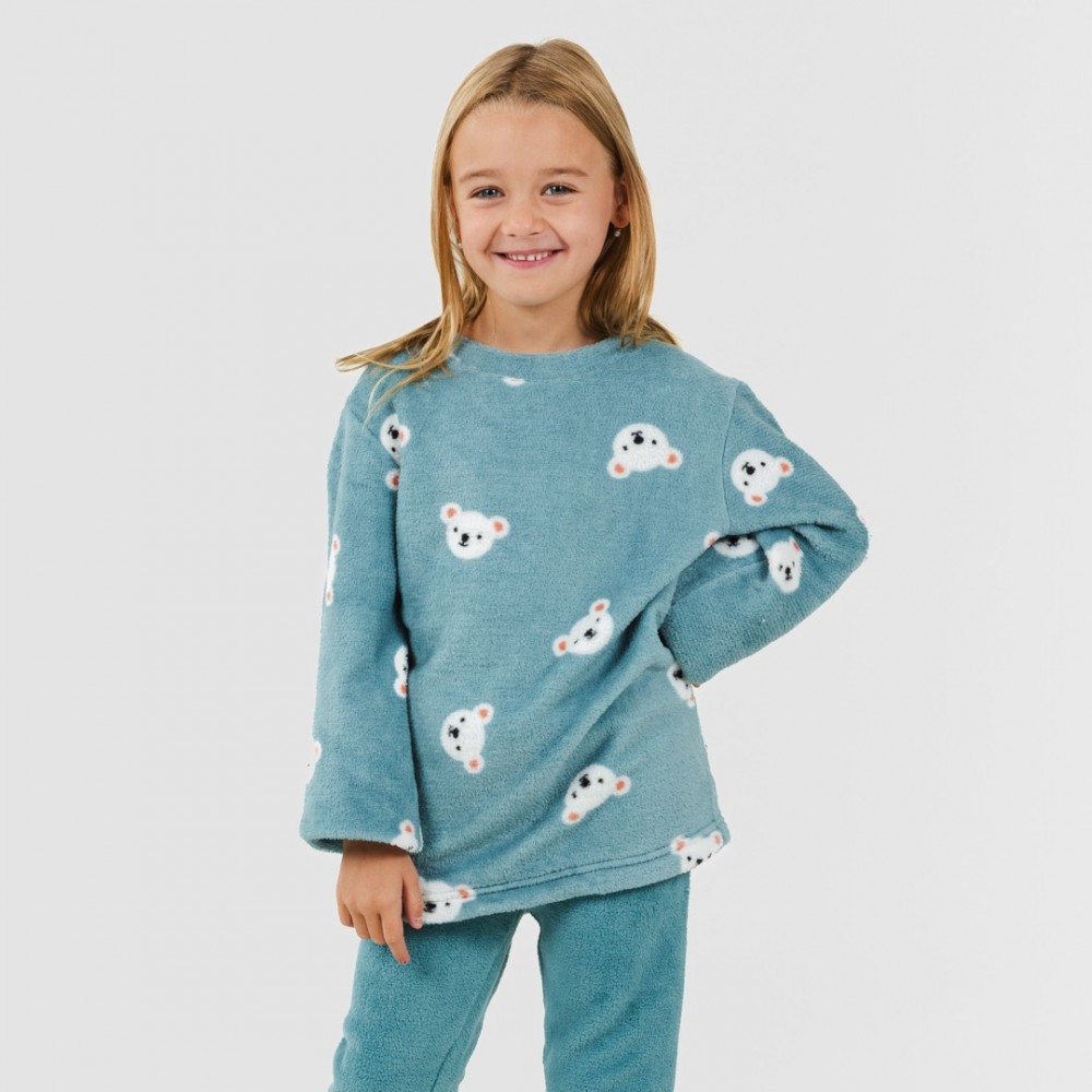 Pigiama pile coral bambina Blondie verde veronese Taglia abbigliamento infantile 11 12 anni