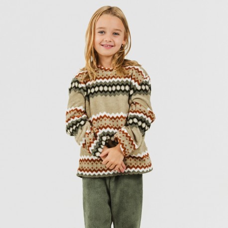 Pigiama pile coral bambina Vaduz verde militare pigiami-per-bambini