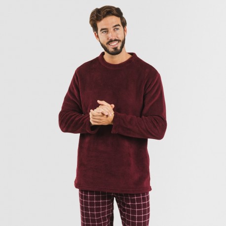 Pigiama pile coral uomo Cuadro Pruden bordeaux pijama-coralina