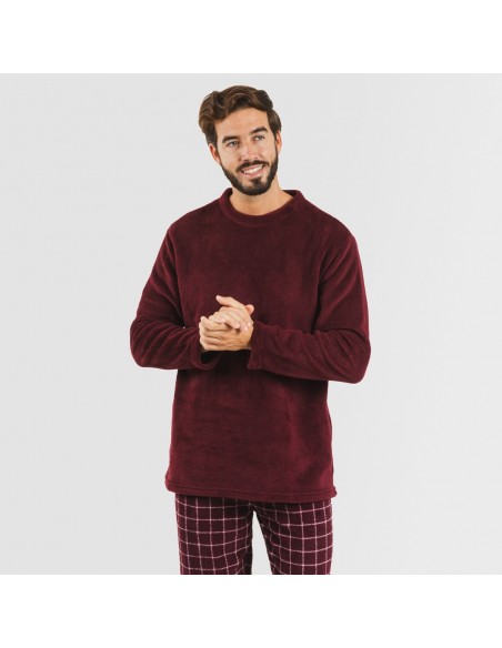 Pigiama pile coral uomo Cuadro Pruden bordeaux Pigiama pile coral uomo Cuadro Pruden bordeaux