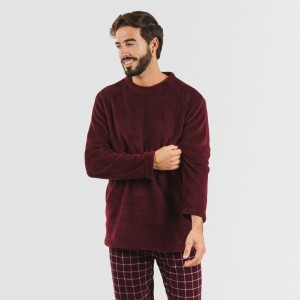 Pigiama pile coral uomo Cuadro Pruden bordeaux 2