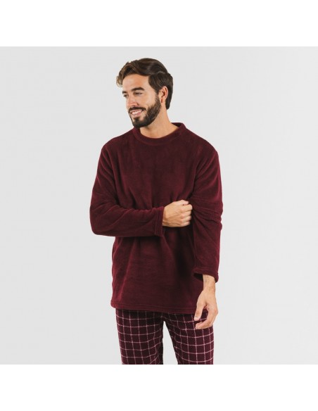 Pigiama pile coral uomo Cuadro Pruden bordeaux pijama-coralina