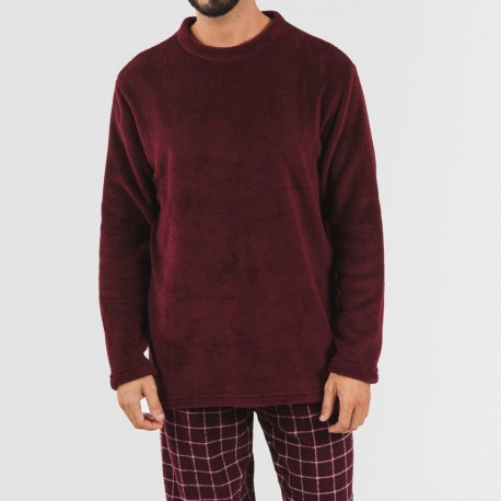 Pigiama pile coral uomo Cuadro Pruden bordeaux