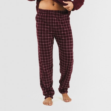 Pigiama pile coral uomo Cuadro Pruden bordeaux