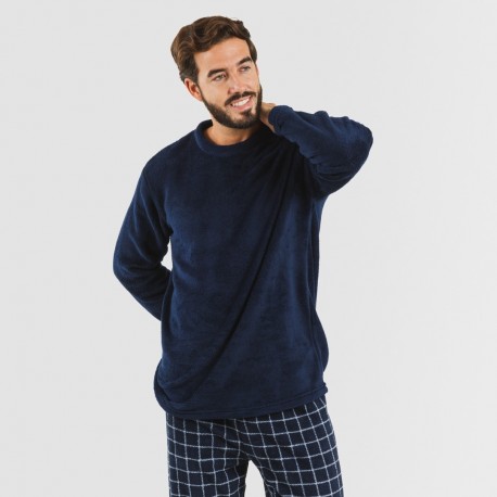 Pigiama pile coral uomo Cuadro Pruden blu navy pijama-coralina