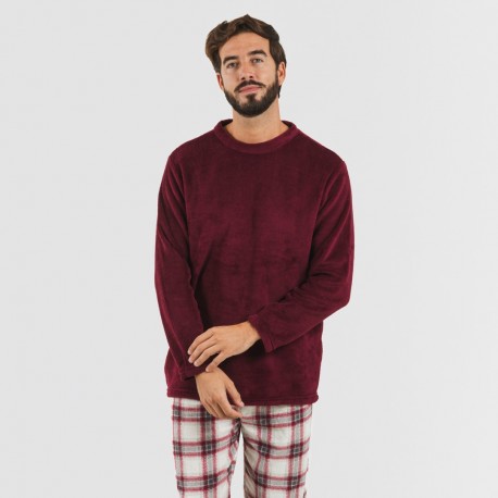 Pigiama pile coral uomo Cuadro Galindo bordeaux pijama-coralina