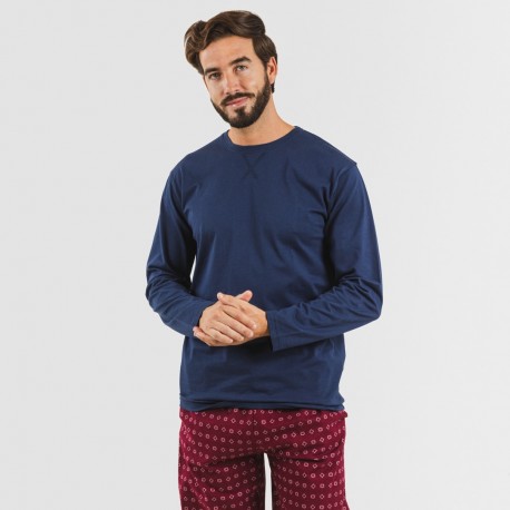 Pigiama uomo flanella Loui blu navy pijama-franela