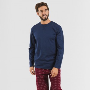 Pigiama uomo flanella Loui blu navy 2