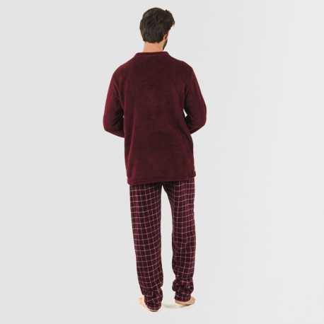Pigiama pile coral uomo Cuadro Pruden bordeaux