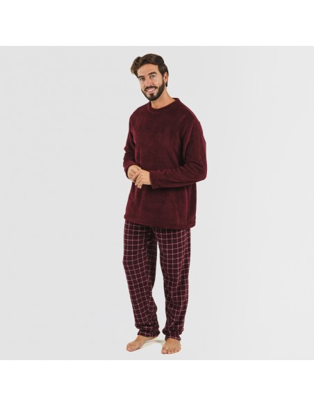 Pigiama pile coral uomo Cuadro Pruden bordeaux Pigiama pile coral uomo Cuadro Pruden bordeaux