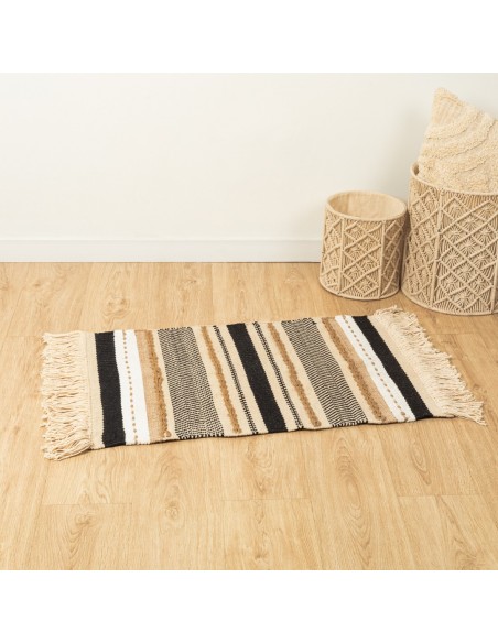 Tappeto cotone juta Holdem sabbia - nero