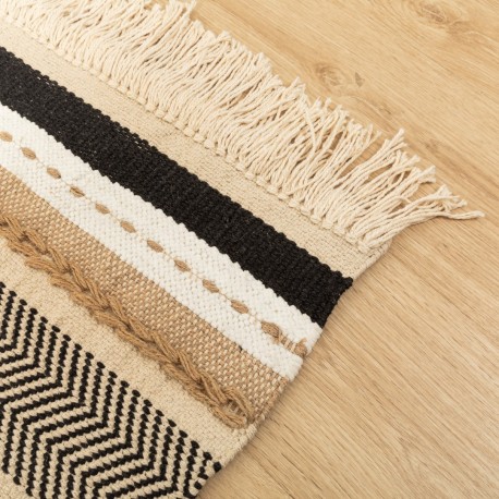 Tappeto cotone juta Holdem sabbia - nero