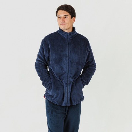 Felpa pile coral uomo blu navy sudadera-coral-hombre