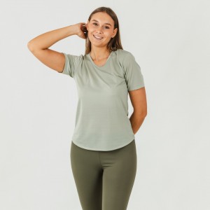 Set sportivo leggings lunghi donna verde foglia - militare