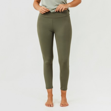 Set sportivo leggings lunghi donna verde foglia - militare