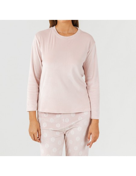 Pigiama velluto Garbo rosa chiaro pigiami-inverno-donna
