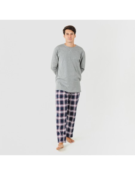 Pigiama uomo flanella Cuadro Tarso grigio pijama-franela