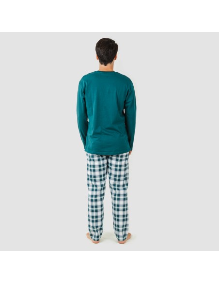 Pigiama uomo flanella Cuadro Valdano verde menta pijama-franela