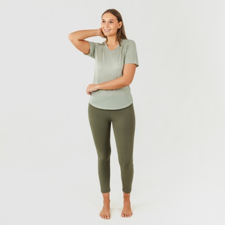 Set sportivo leggings lunghi donna verde foglia - militare