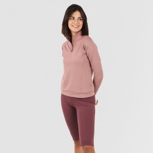 Felpa sportiva donna con media zip e tasche malva 2