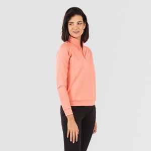 Felpa sportiva donna con media zip e tasche arancio 2
