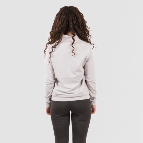 Felpa sportiva donna con media zip e tasche grigio perla