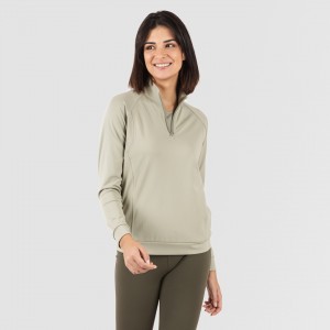Felpa sportiva donna con media zip e tasche verde foglia 2