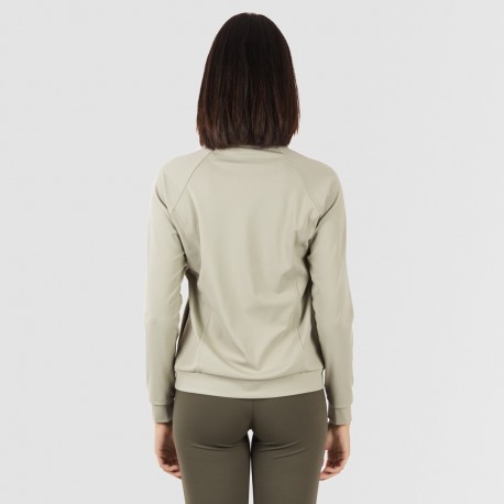 Felpa sportiva donna con media zip e tasche verde foglia