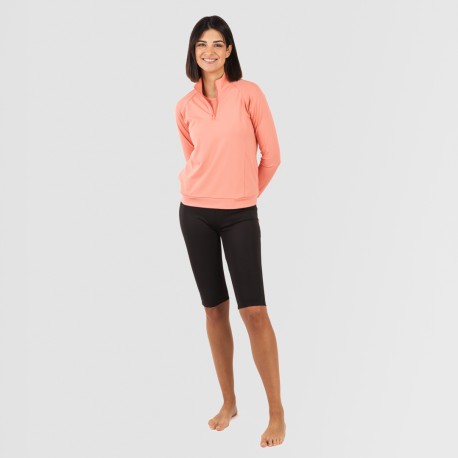 Felpa sportiva donna con media zip e tasche arancio