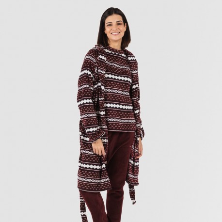 Vestaglia pile coral Cronos bordeaux