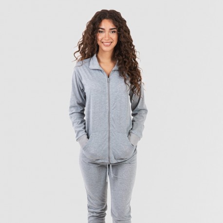 Set sportivo donna felpa con zip grigio conjunto-deportivo-chaqueta-cremallera-mujer