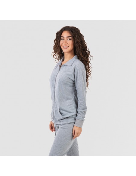 Set sportivo donna felpa con zip grigio conjunto-deportivo-chaqueta-cremallera-mujer