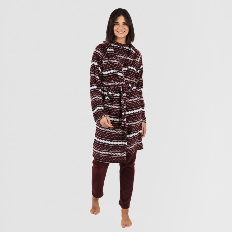 Vestaglia pile coral Cronos bordeaux