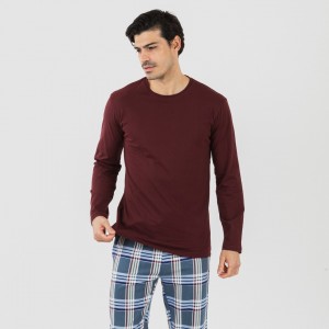 Pigiama uomo flanella Cuadro Xavi bordeaux 2