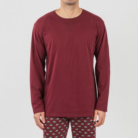 Pigiama lungo uomo cotone Nino bordeaux