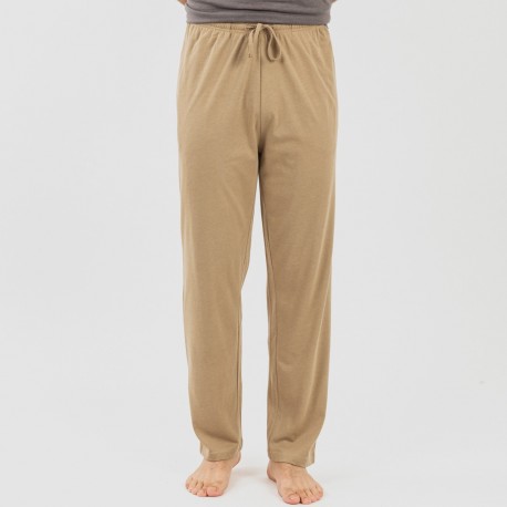 Pigiama lungo uomo manica corta con bottoni grigio - sabbia